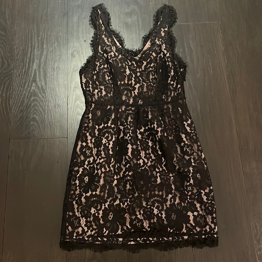 Joie black lace dress (fully tan/nude lined) in size XS
